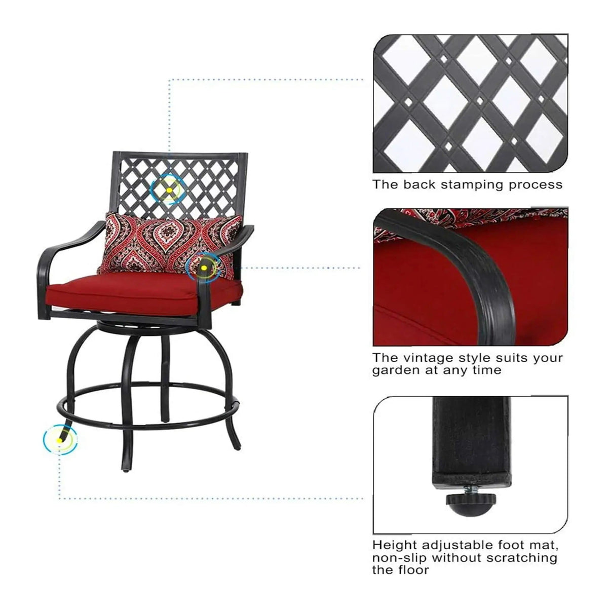 Premium 6-Piece Bar Patio Furniture Set With Umbrella, Swivel Chairs, And Cushions | 6-Piece | Steel | Outdoor Furniture Set