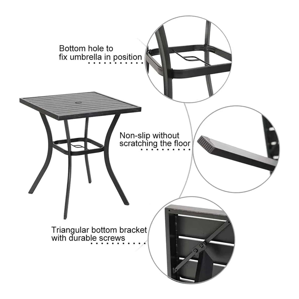 Premium 6-Piece Bar Patio Furniture Set With Umbrella, Swivel Chairs, And Cushions | 6-Piece | Steel | Outdoor Furniture Set