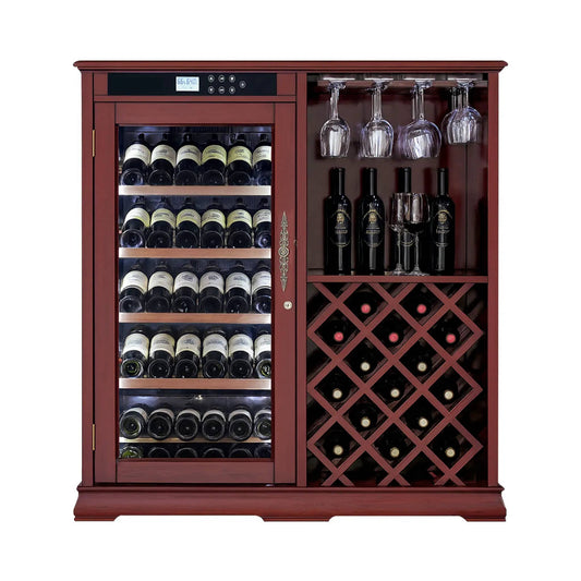 69-Bottle Wooden Wine Cooler Cabinet With Built-In Storage | Glass | Wine Fridge | Home