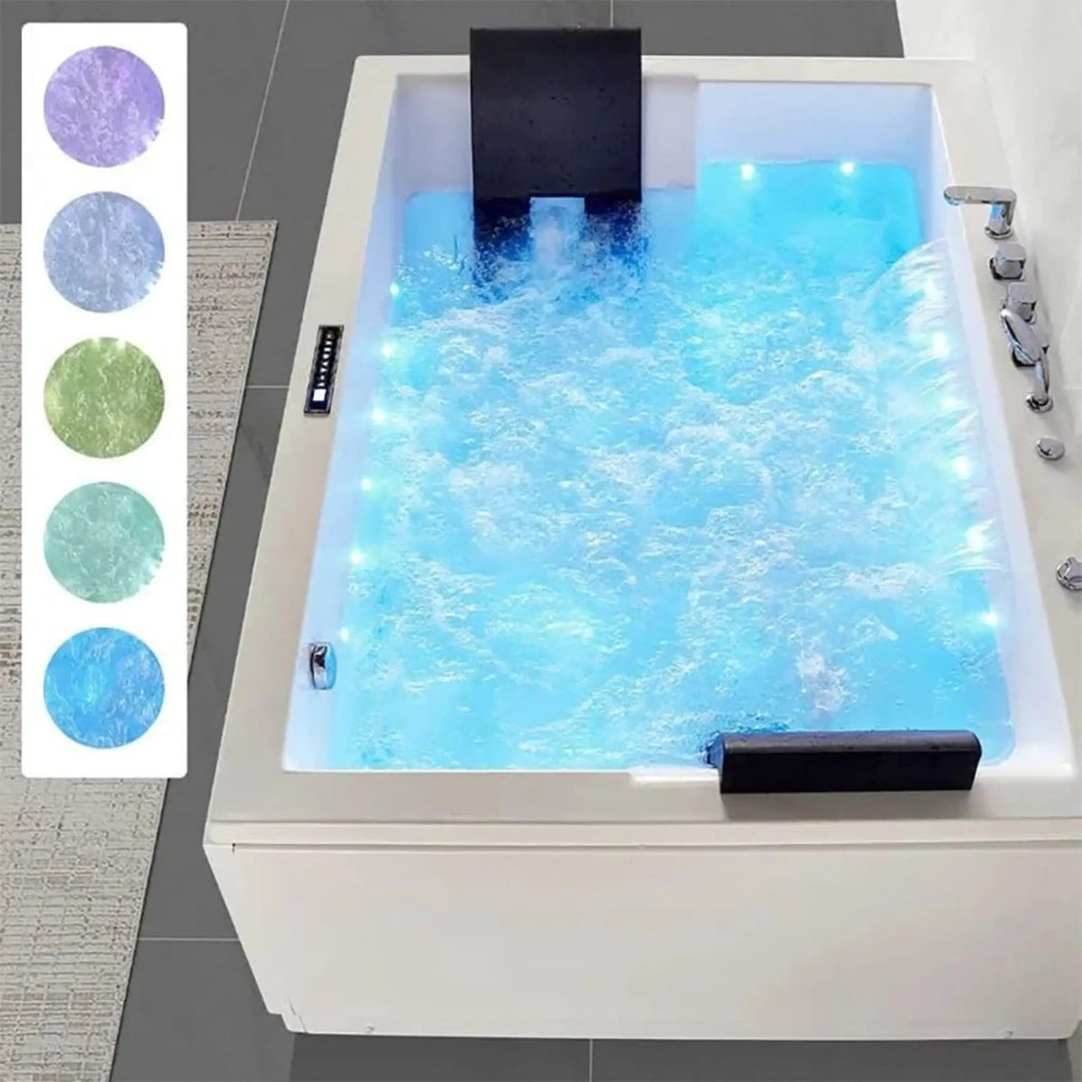 Luxara 71 Inch Premium Modern Acrylic Soaking Bathtub With Bubble Jets And LED | 71 Inch | Acrylic | Whirlpool