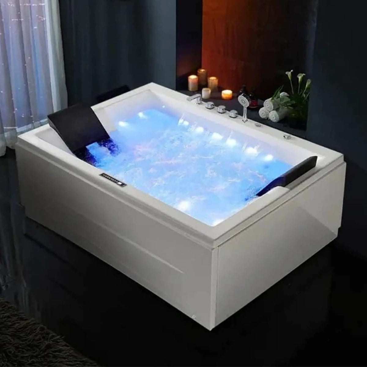 Luxara 71 Inch Premium Modern Acrylic Soaking Bathtub With Bubble Jets And LED | 71 Inch | Acrylic | Whirlpool