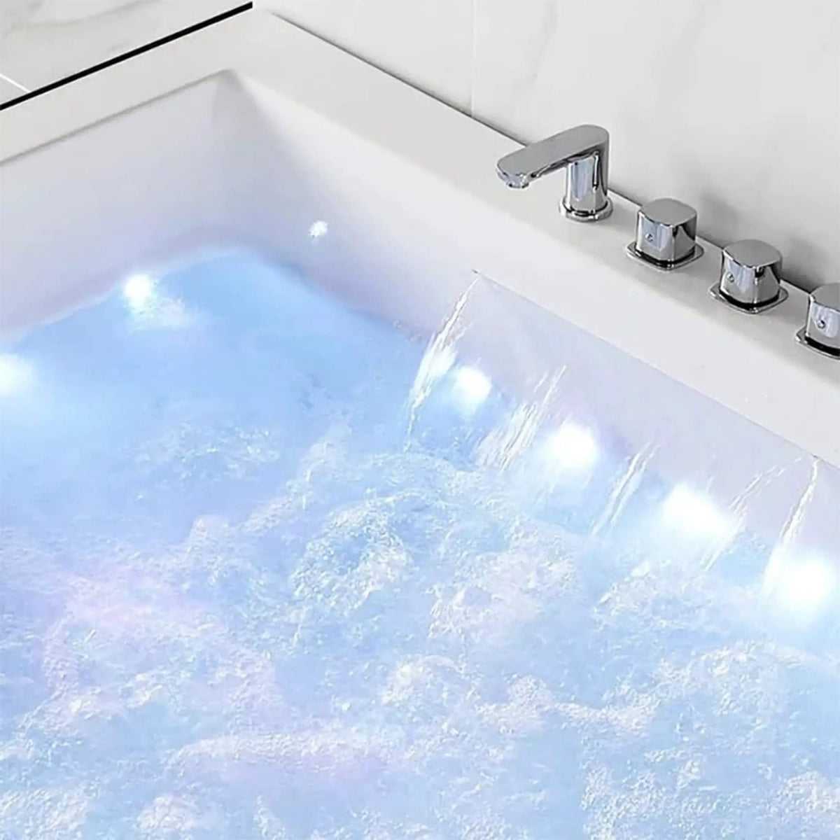 Luxara 71 Inch Premium Modern Acrylic Soaking Bathtub With Bubble Jets And LED | 71 Inch | Acrylic | Whirlpool