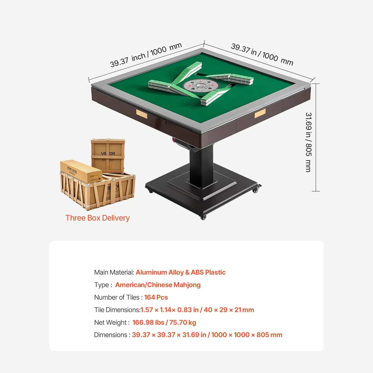Premium Automatic Foldable Mahjong Table With Wheels And Two Sets Of Tiles | Game Table | Home Use | Home