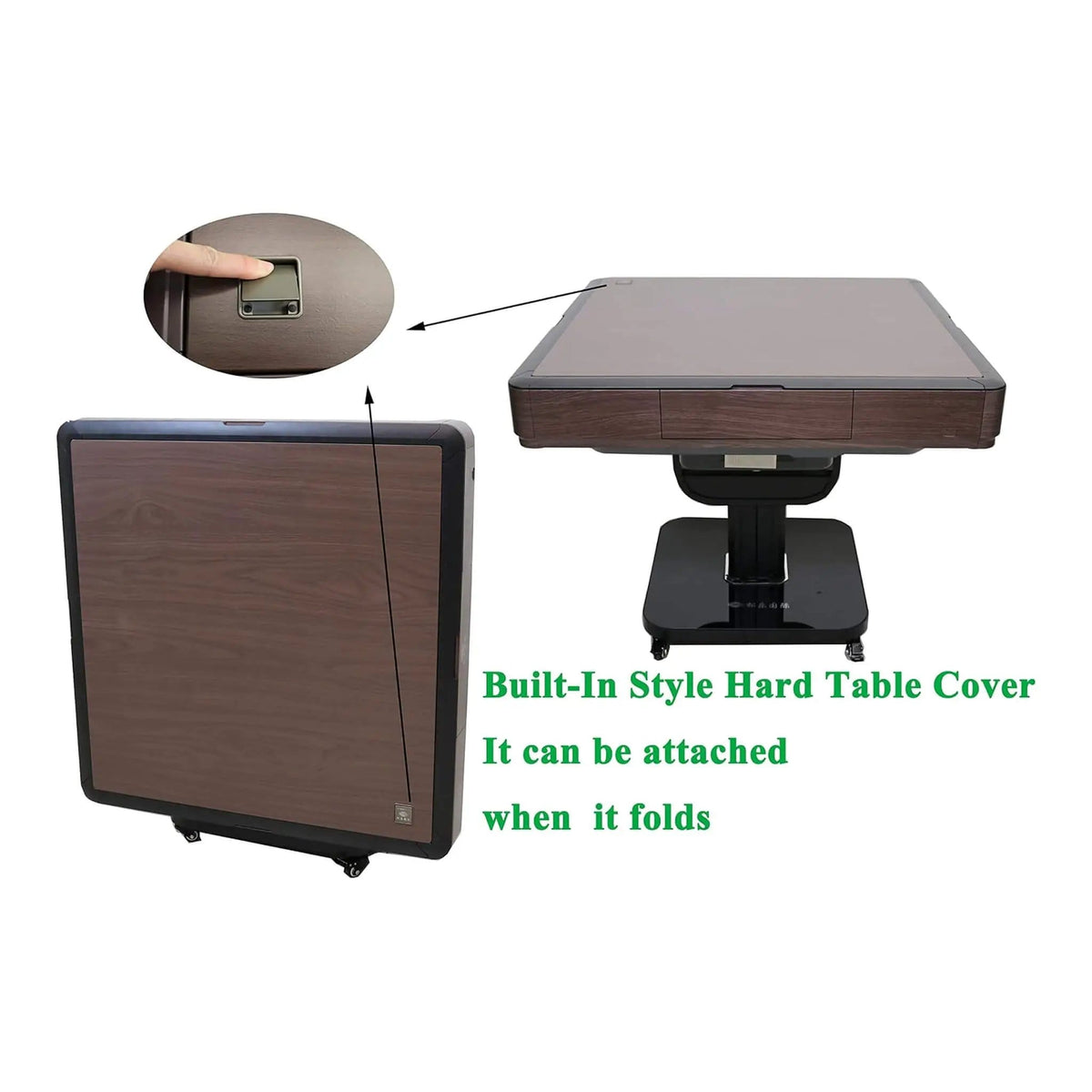 Premium Automatic Folding Mahjong Table With Walnut Finish, Two Set Of 166 40MM | Walnut | Game Table | Home