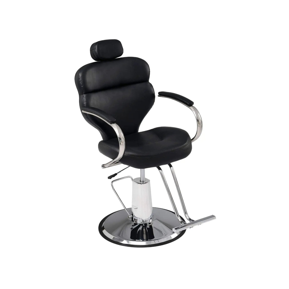 Reclining Barber Chair | Black PU Leather | Hydraulic Pump | 400 Lb Capacity