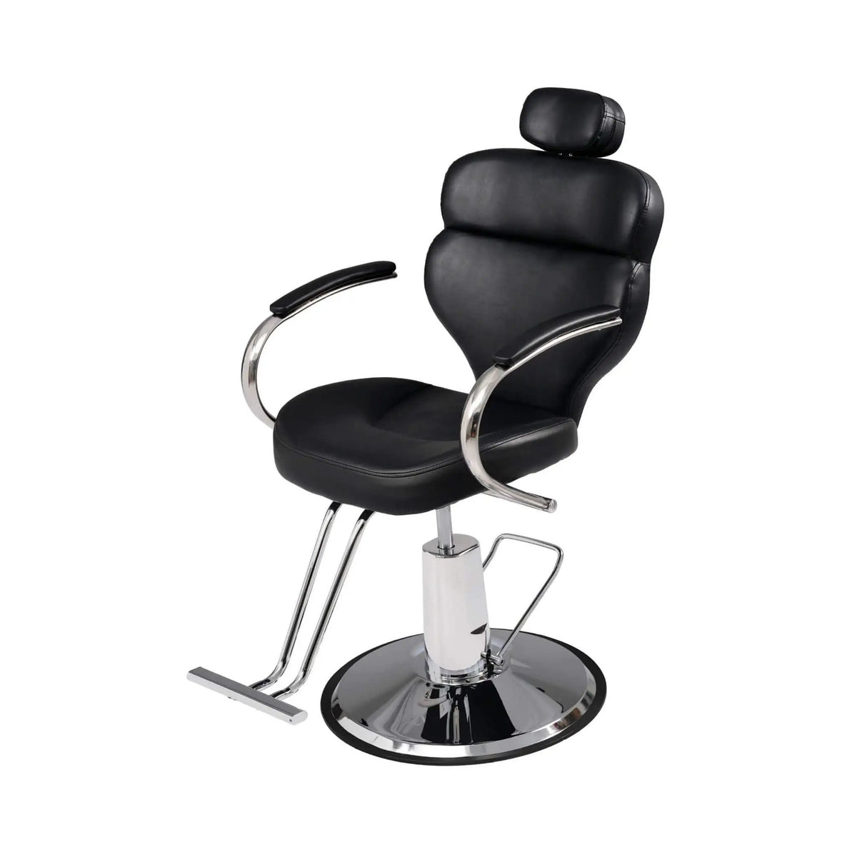 Reclining Barber Chair | Black PU Leather | Hydraulic Pump | 400 Lb Capacity