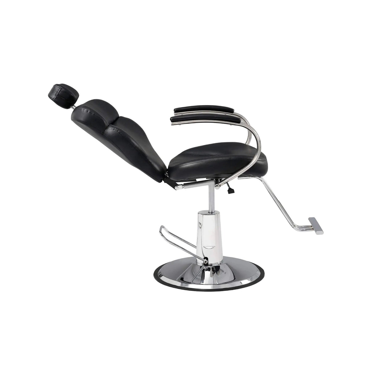 Reclining Barber Chair | Black PU Leather | Hydraulic Pump | 400 Lb Capacity