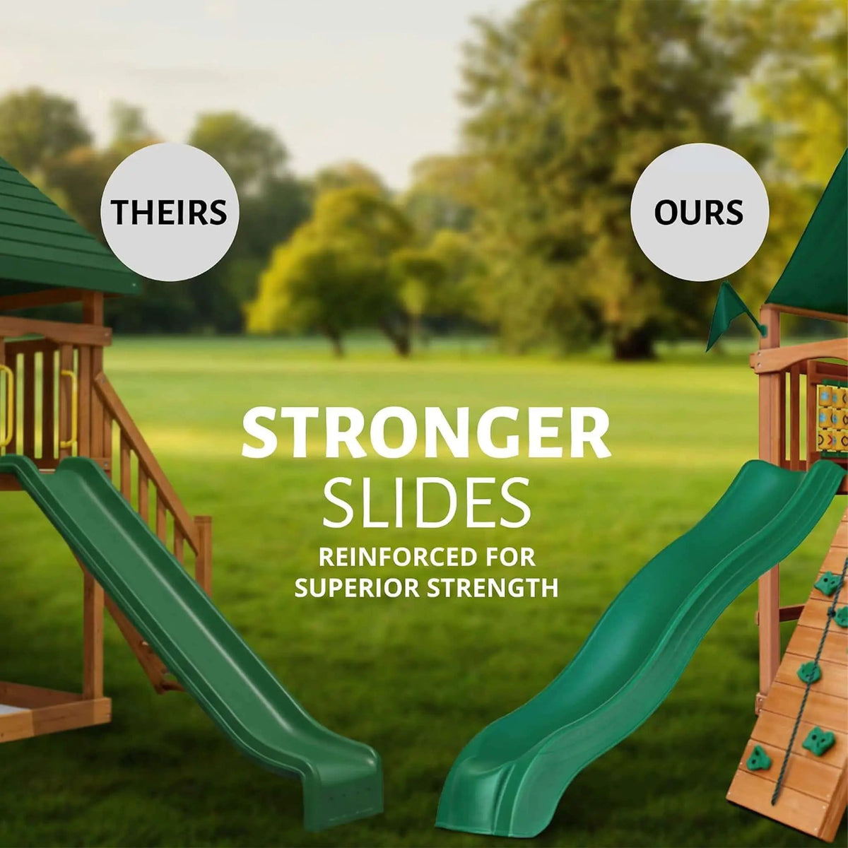 Premium Cedar Wood Swing Set With 3 Play Decks 3 Slides And Monkey Bars | Wood | Swing Set & Playset | Home