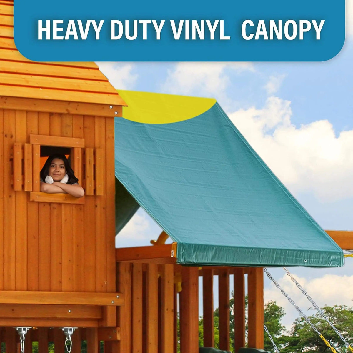 Premium Cedar Wood Tree House Swing Set With Clubhouse, Wave Slide And Scoop Slide | Wood | Swing Set & Playset | Home