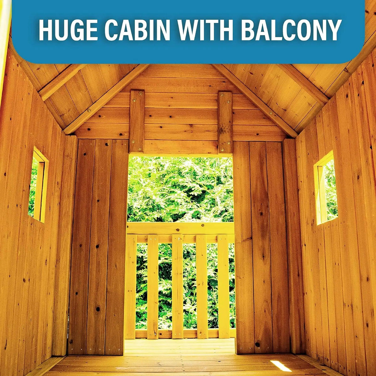 Premium Cedar Wood Tree House Swing Set With Clubhouse, Wave Slide And Scoop Slide | Wood | Swing Set & Playset | Home