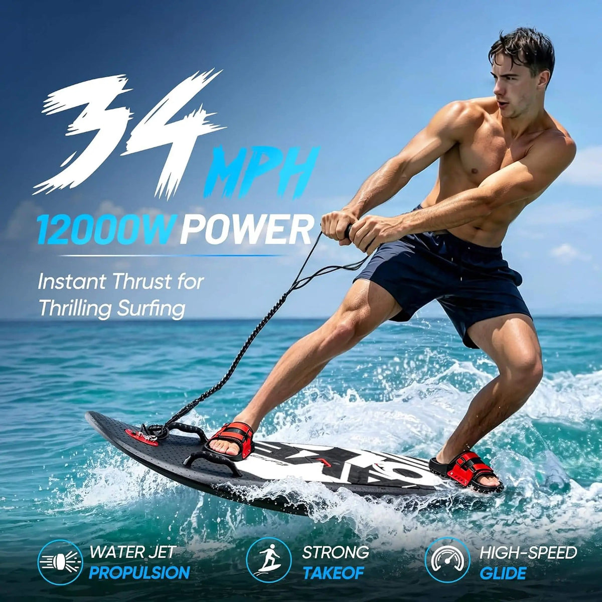 Premium Dual-Speed 12KW Self-Powered Electric Motorized Surfboard | 12 kW | Electric Surfboard | Home