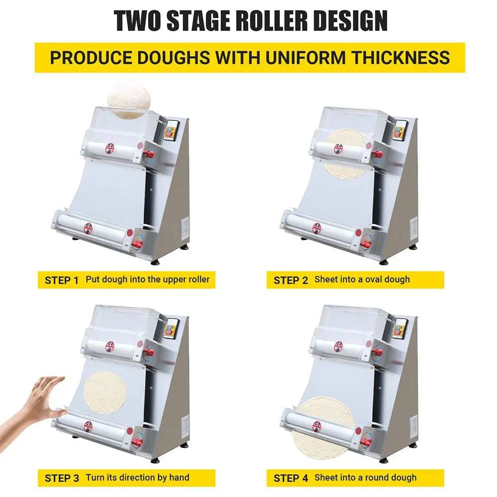 Premium 16-Inch Electric Commercial Pizza Dough Roller Pastry Sheeter Press Machine | 16 Inch | Stainless Steel | Pizza Dough Press