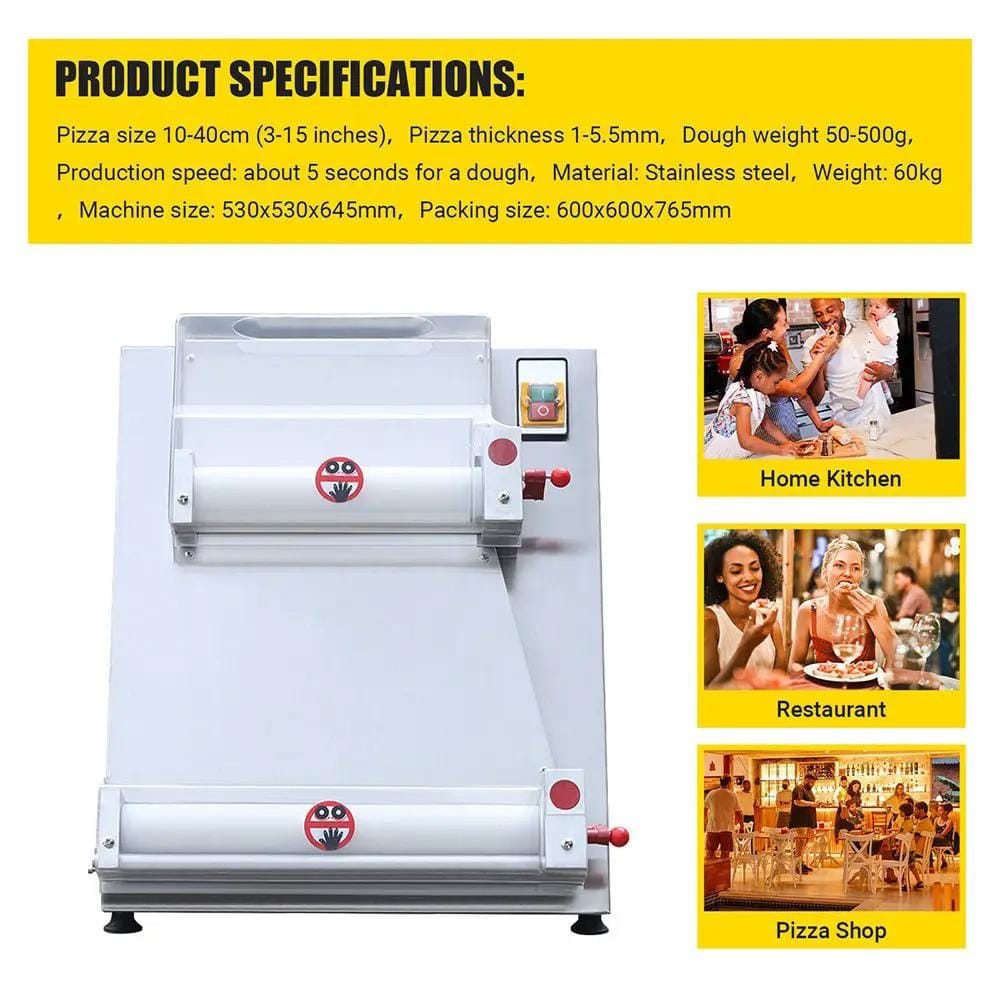 Premium 16-Inch Electric Commercial Pizza Dough Roller Pastry Sheeter Press Machine | 16 Inch | Stainless Steel | Pizza Dough Press