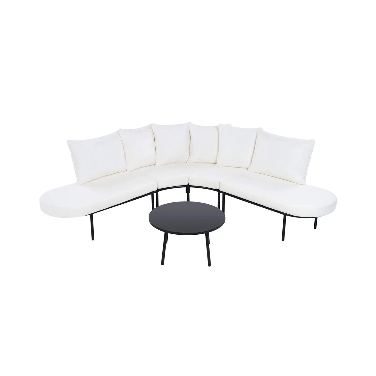 Half-Moon Curved Patio Sofa Set | 6-Person Seating | Thickened Iron Frame | All-Weather Cushions