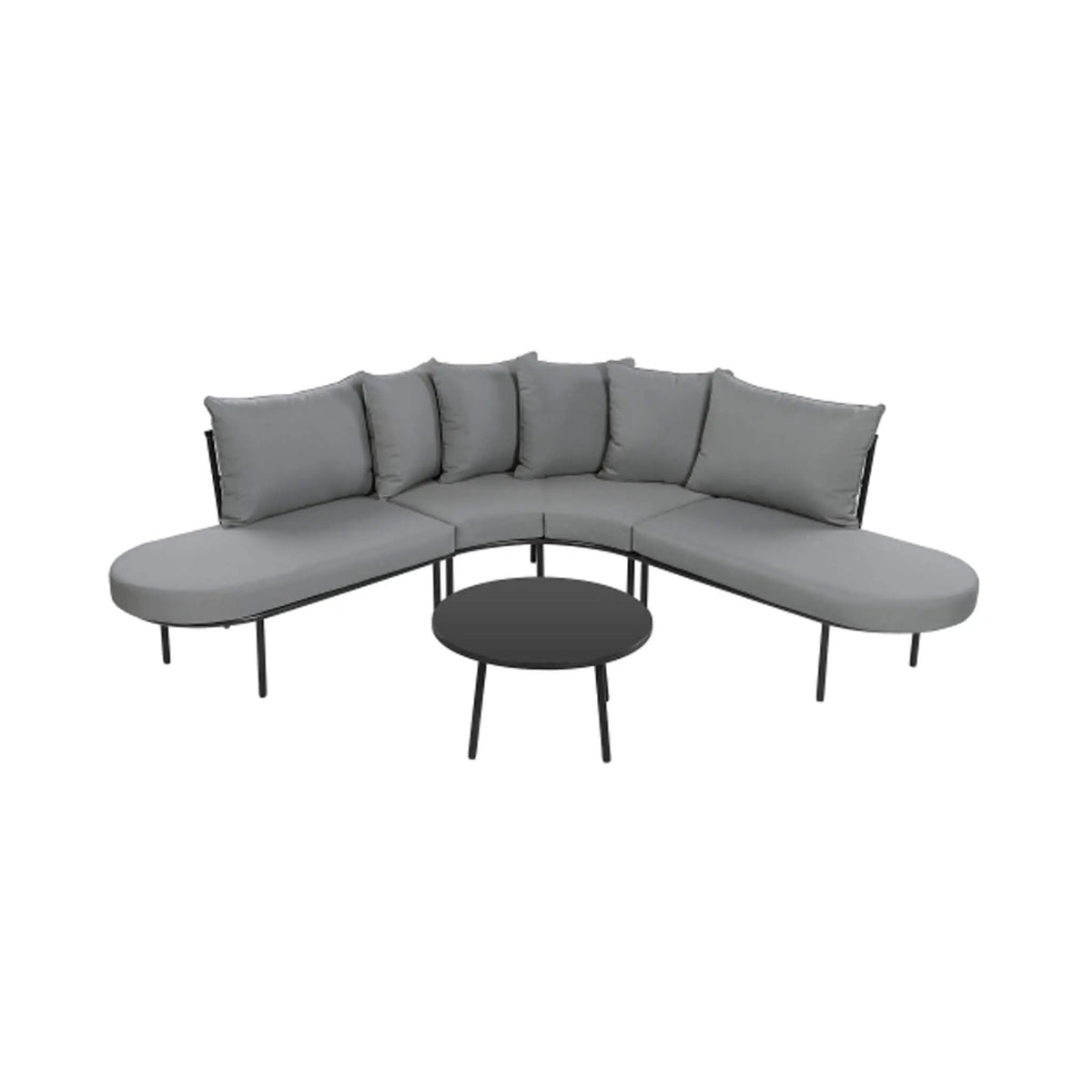 Half-Moon Curved Patio Sofa Set | 6-Person Seating | Thickened Iron Frame | All-Weather Cushions