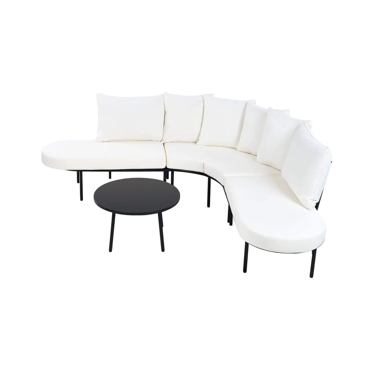 Half-Moon Curved Patio Sofa Set | 6-Person Seating | Thickened Iron Frame | All-Weather Cushions