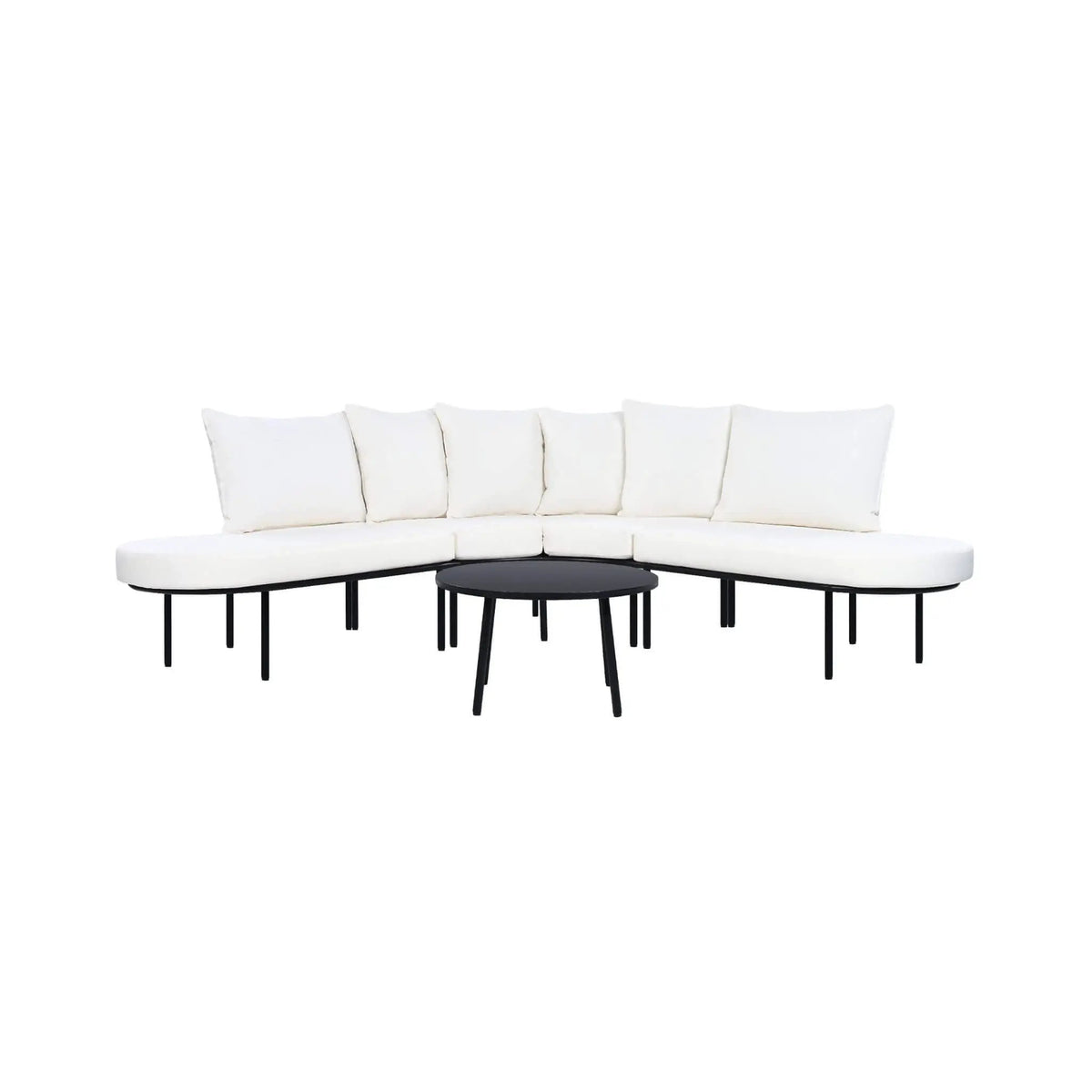 Half-Moon Curved Patio Sofa Set | 6-Person Seating | Thickened Iron Frame | All-Weather Cushions