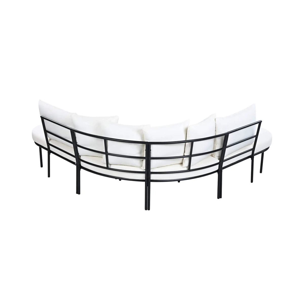 Half-Moon Curved Patio Sofa Set | 6-Person Seating | Thickened Iron Frame | All-Weather Cushions