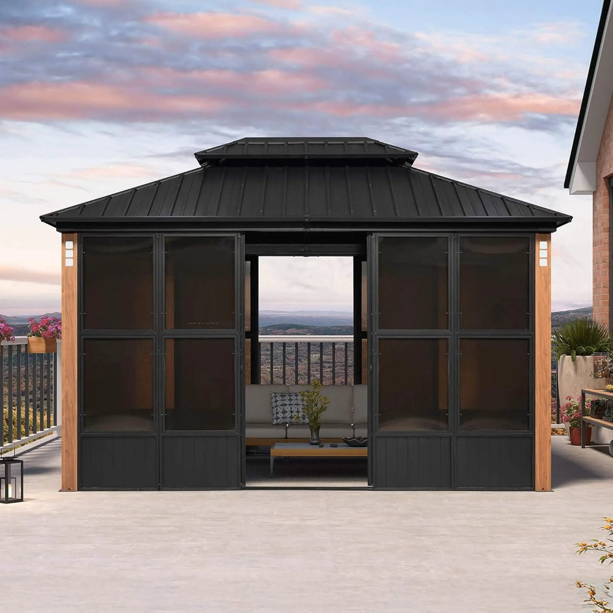 Hardtop Patio Sunroom | Prestige Double Top | Solarium Design | Double Sliding Doors
