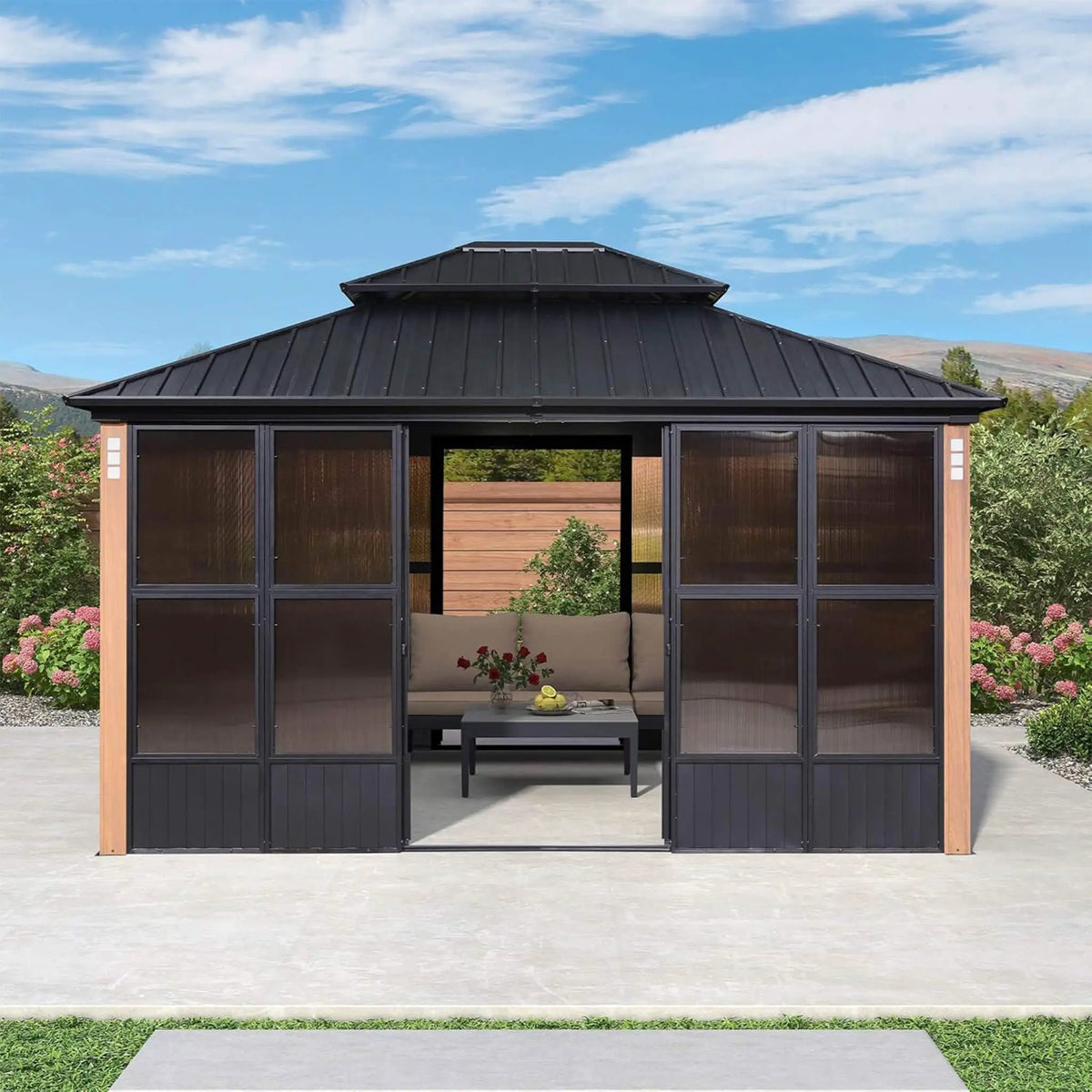 Hardtop Patio Sunroom | Prestige Double Top | Solarium Design | Double Sliding Doors