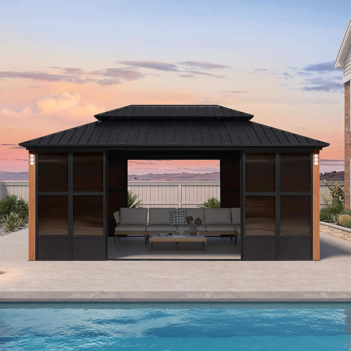 Hardtop Patio Sunroom | Prestige Double Top | Solarium Design | Double Sliding Doors