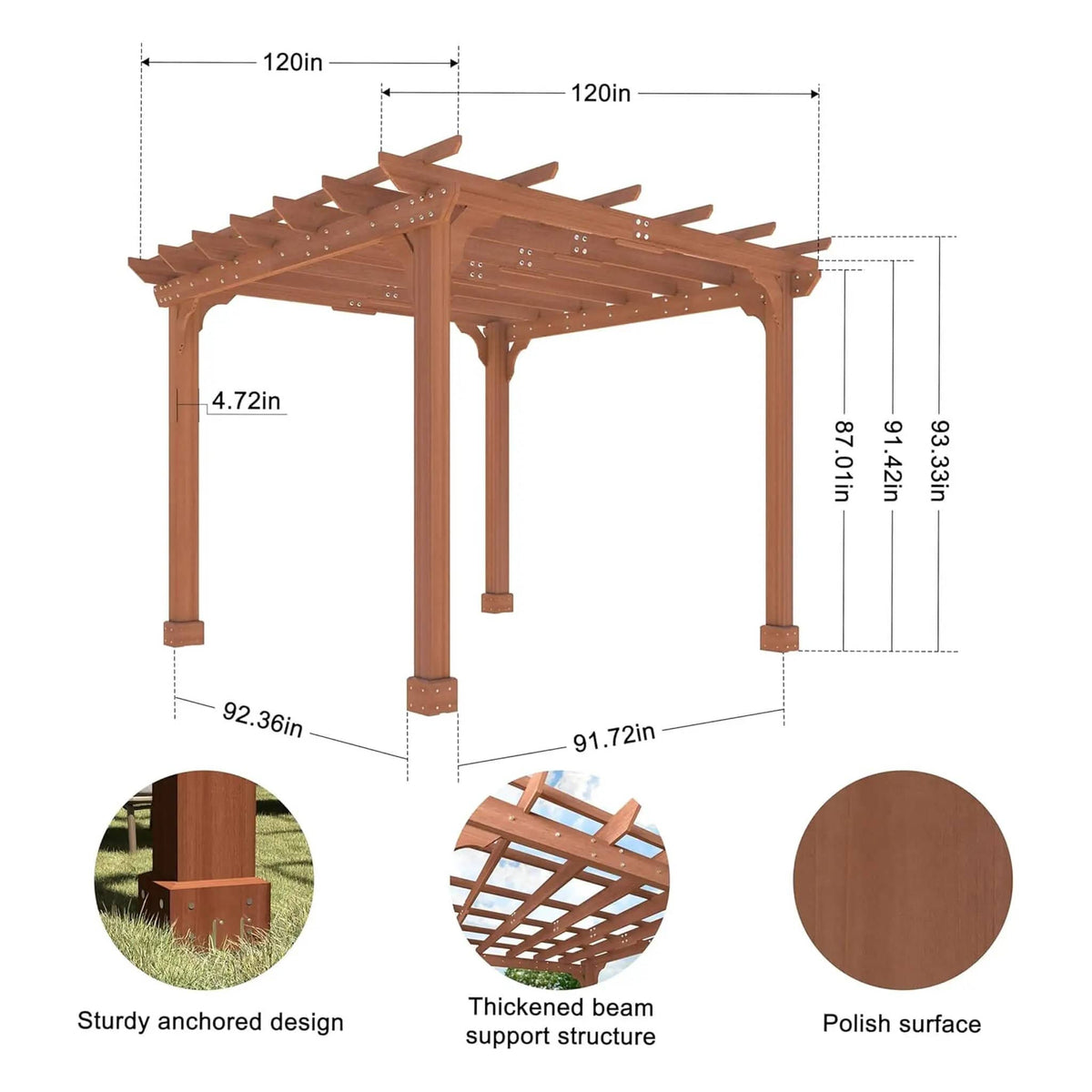 Premium Outdoor Cedar Wood Pergola With Slatted Roof | Wood | Outdoor Living Use | Outdoor Living