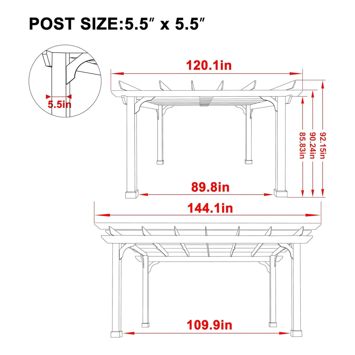 Premium Outdoor Cedar Wood Pergola With Slatted Roof | Wood | Outdoor Living Use | Outdoor Living