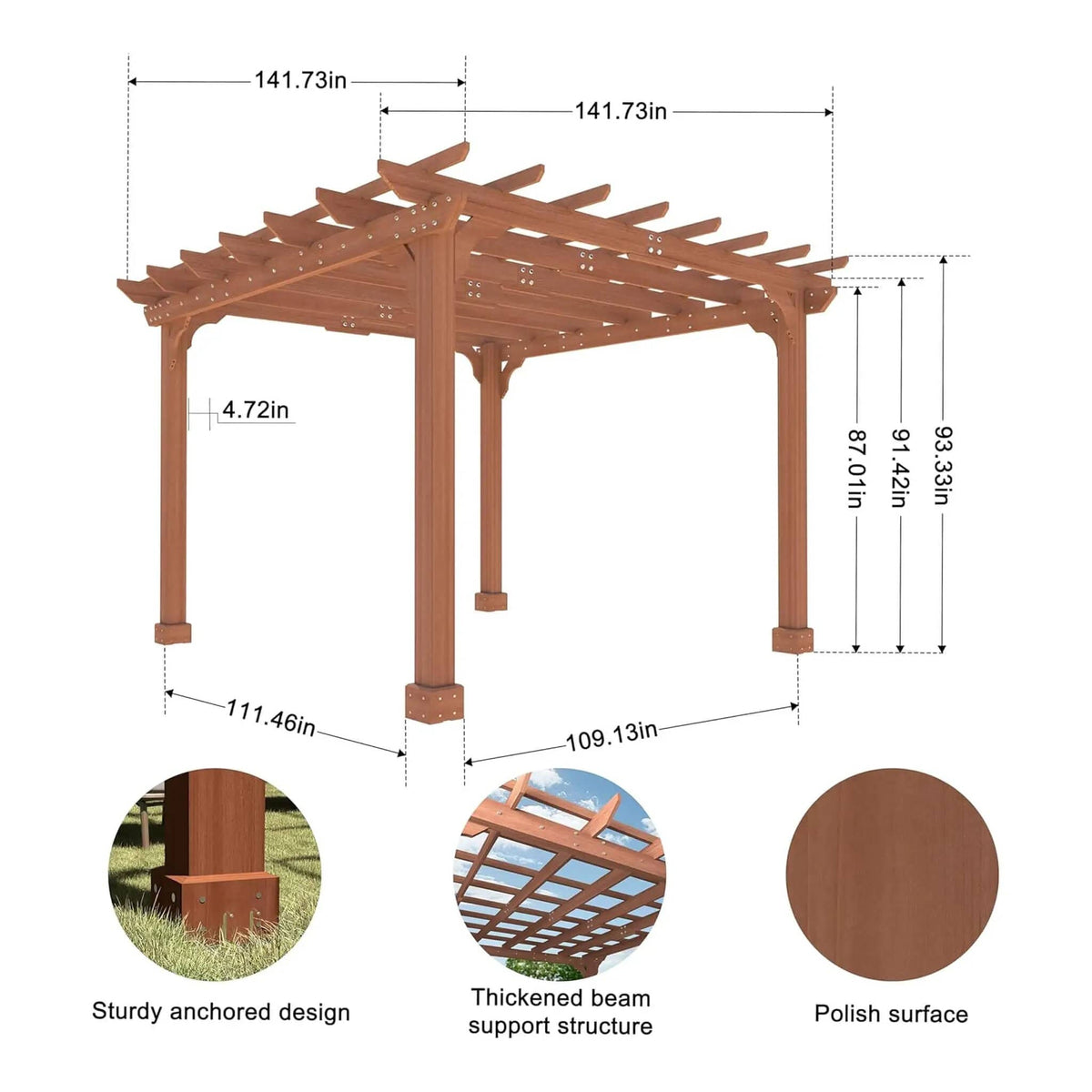 Premium Outdoor Cedar Wood Pergola With Slatted Roof | Wood | Outdoor Living Use | Outdoor Living
