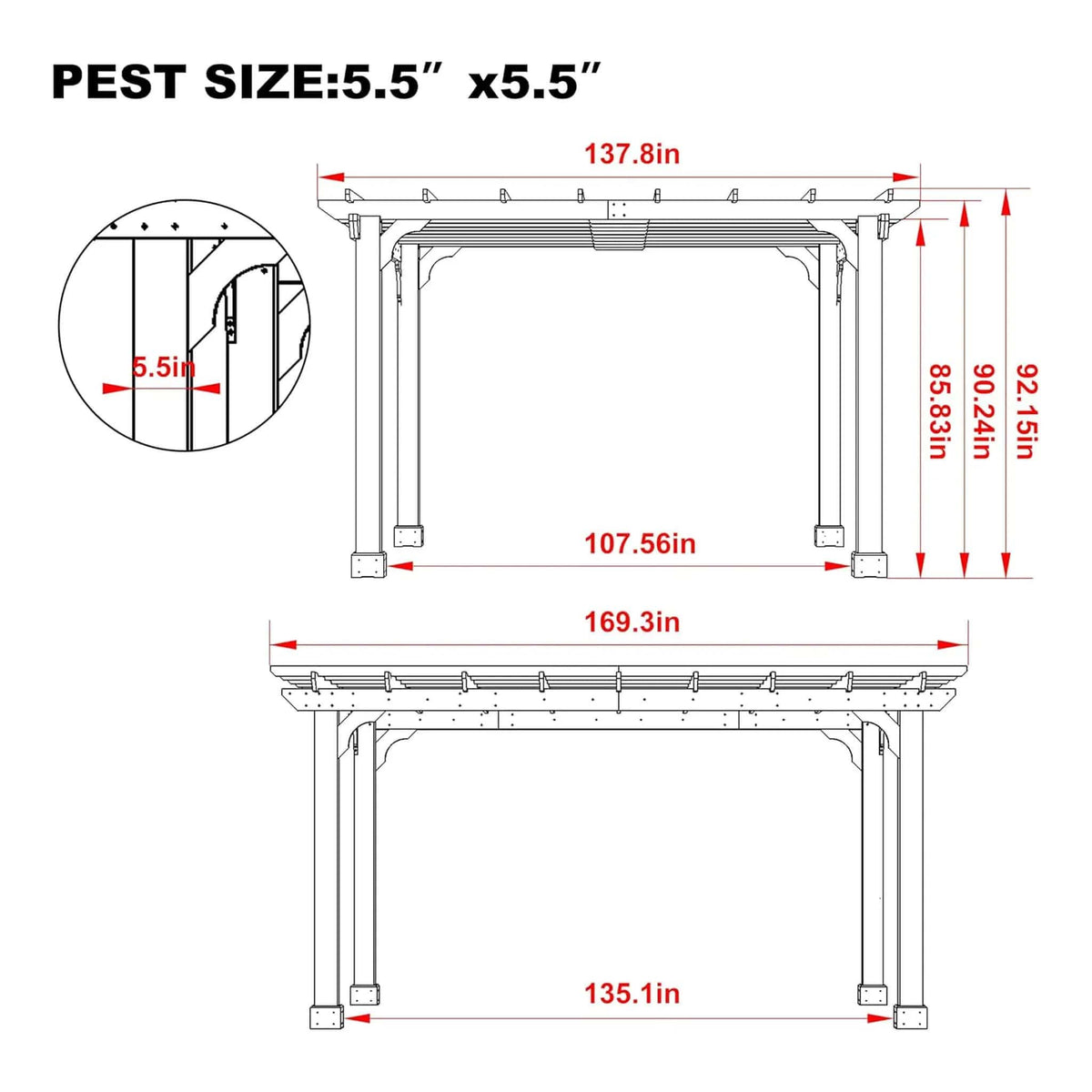 Premium Outdoor Cedar Wood Pergola With Slatted Roof | Wood | Outdoor Living Use | Outdoor Living