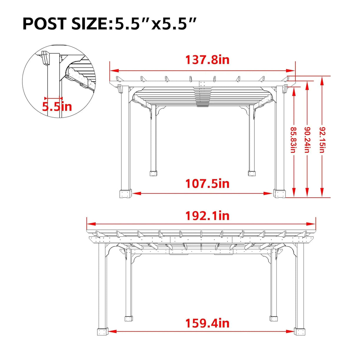 Premium Outdoor Cedar Wood Pergola With Slatted Roof | Wood | Outdoor Living Use | Outdoor Living