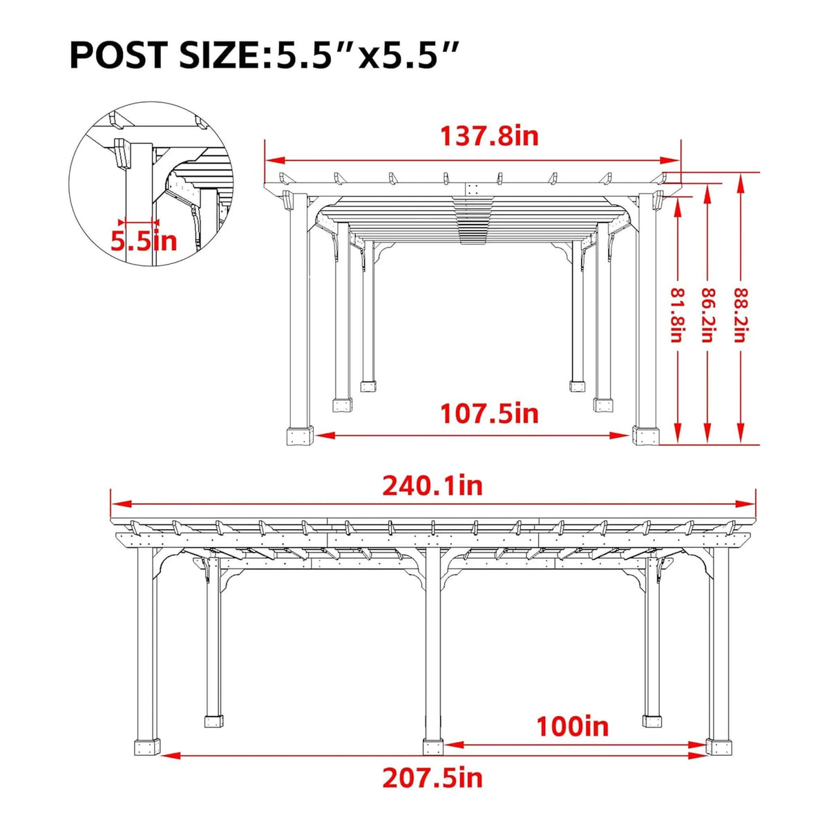 Premium Outdoor Cedar Wood Pergola With Slatted Roof | Wood | Outdoor Living Use | Outdoor Living