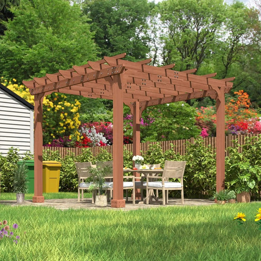 Premium Outdoor Cedar Wood Pergola With Slatted Roof | Wood | Outdoor Living Use | Outdoor Living