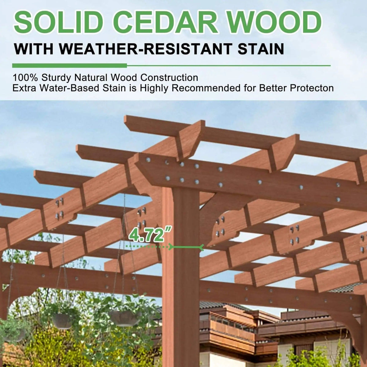 Premium Outdoor Cedar Wood Pergola With Slatted Roof | Wood | Outdoor Living Use | Outdoor Living