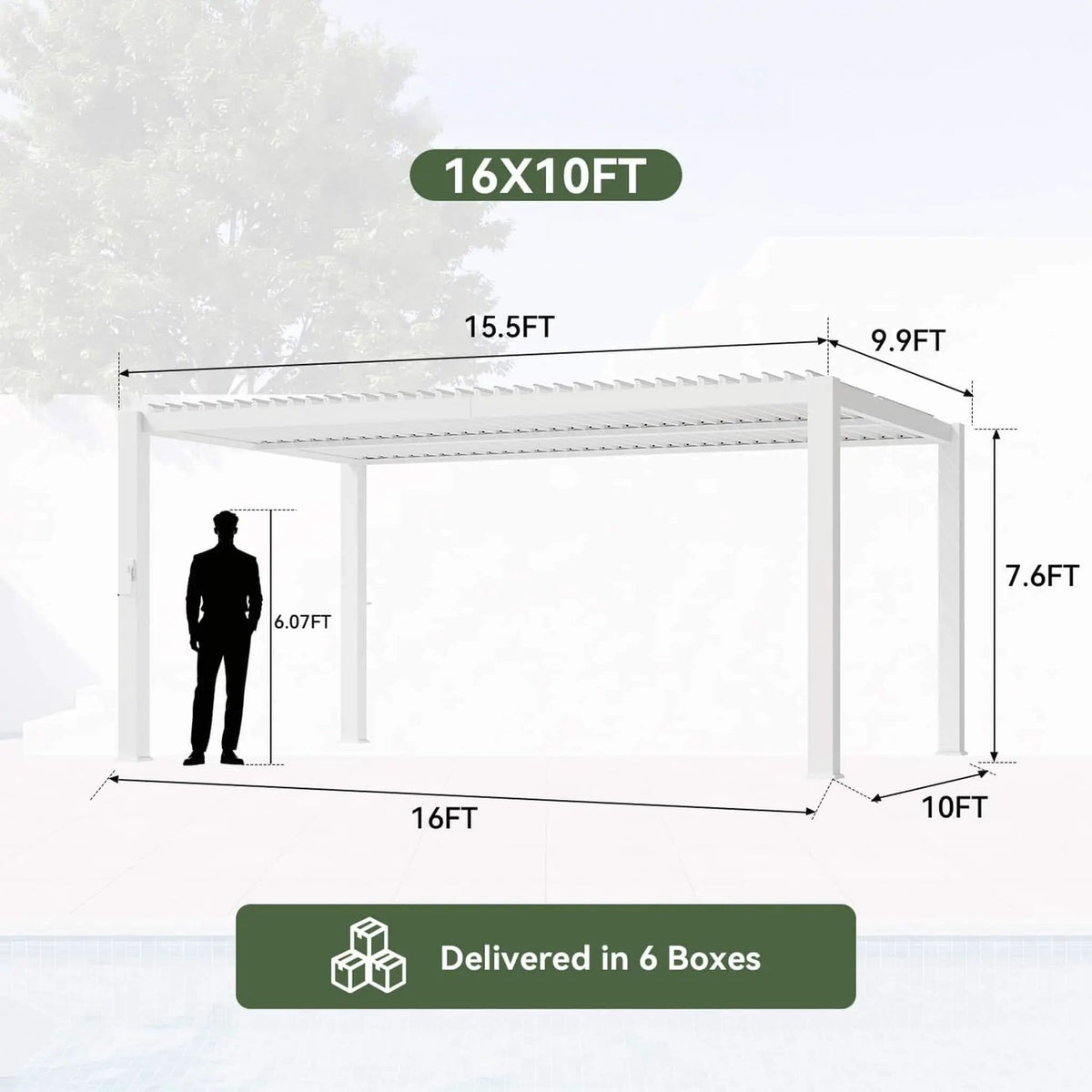 Premium White Outdoor Metal Louvered Pergola With Drainage System | Steel | Outdoor Living Use | Outdoor Living
