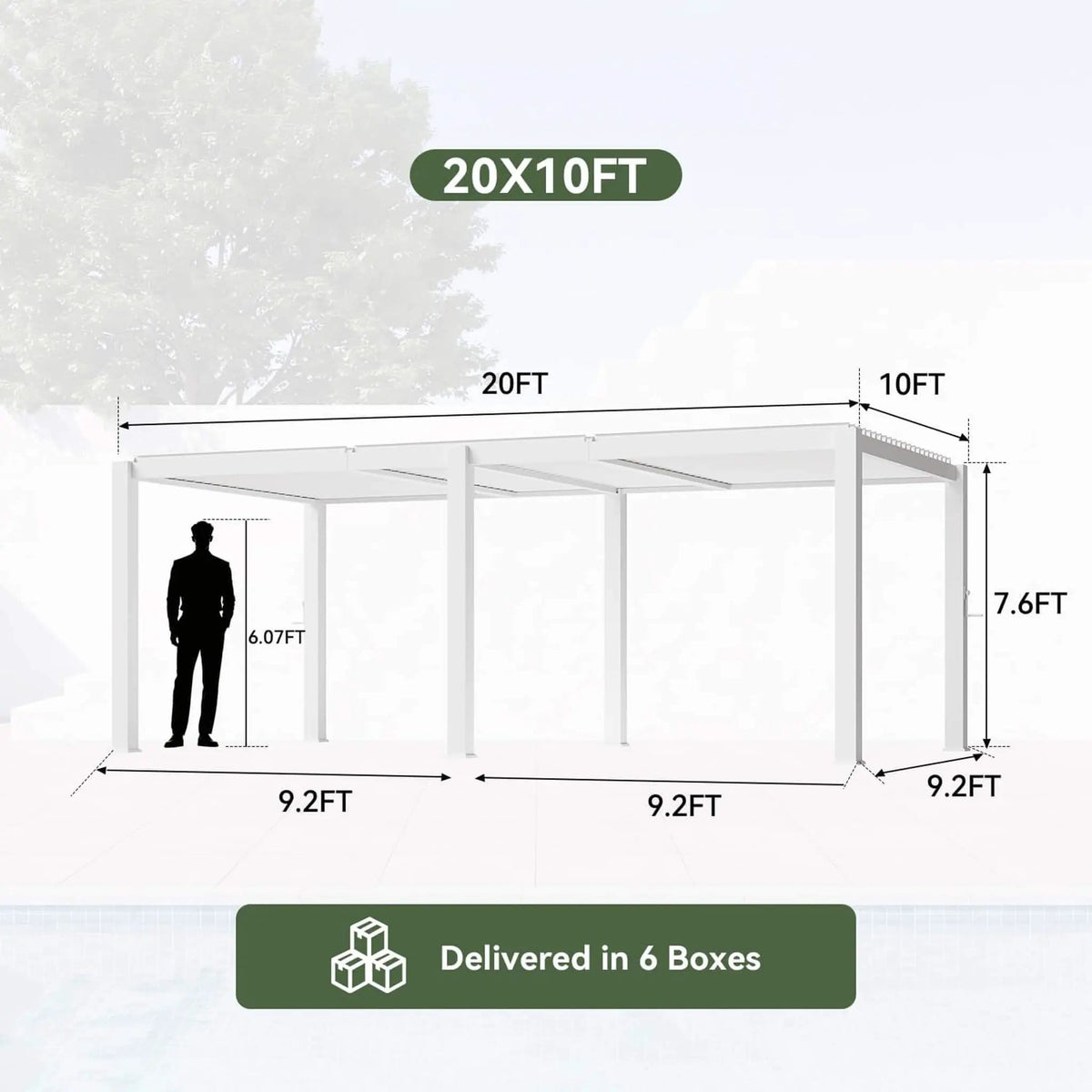 Premium White Outdoor Metal Louvered Pergola With Drainage System | Steel | Outdoor Living Use | Outdoor Living