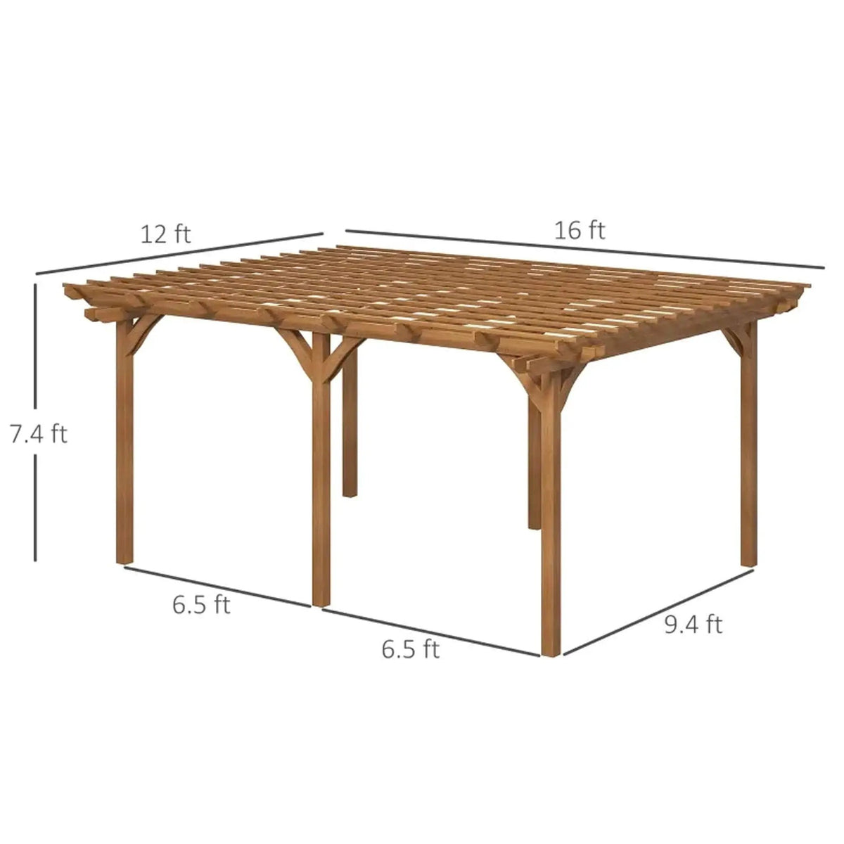 Wooden Grape Trellis Pergola | Premium Outdoor Design | Fir Wood Construction | Triple-Level Beam Design