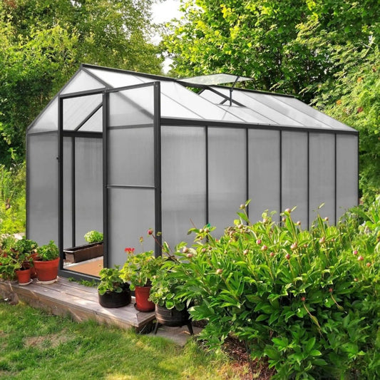Premium Polycarbonate Gray Walk In Greenhouse Kit With Adjustable Vent And Lockable | Home Use | Everyday Use | Home