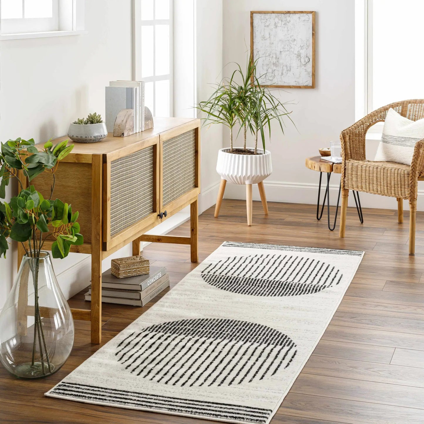 Angus Abstract Black and White Area Rug from PriceLows™