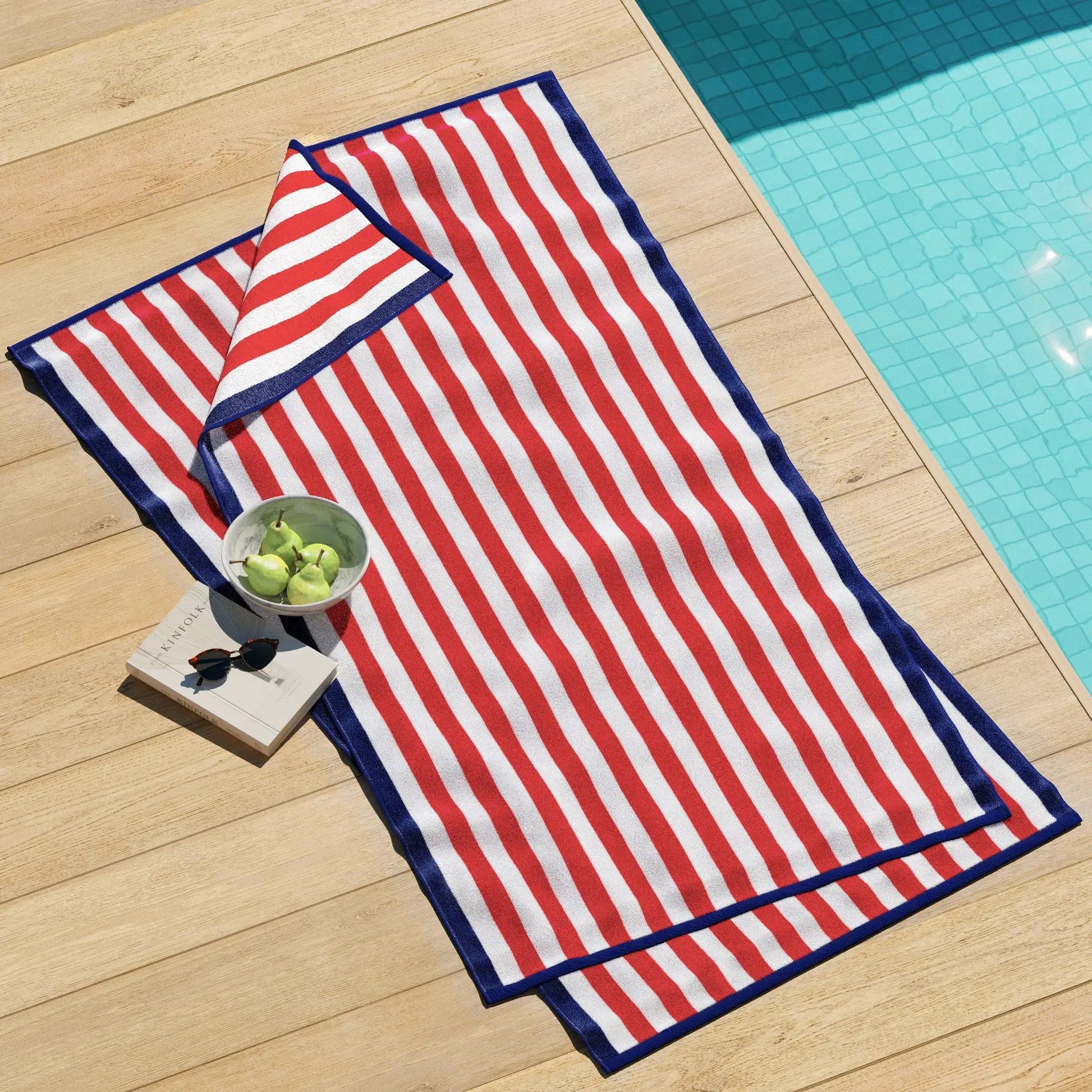 Oversized Striped Border Cabana Beach Towel - Santa Cruz from PriceLows™