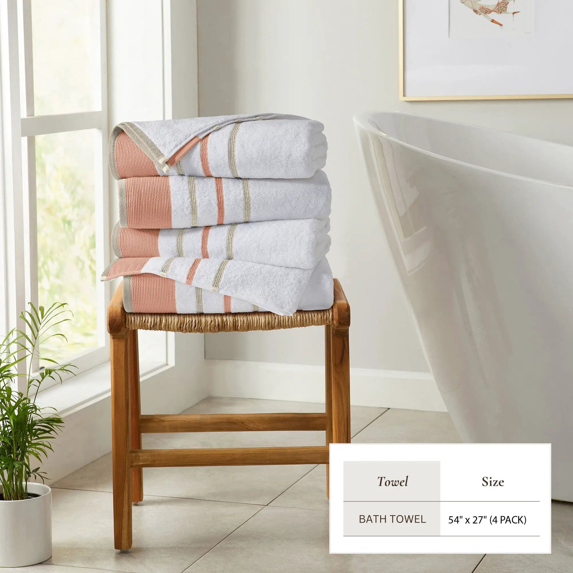 Decorative Cotton Stripe Bath Towel Set - Noelle Collection from PriceLows™