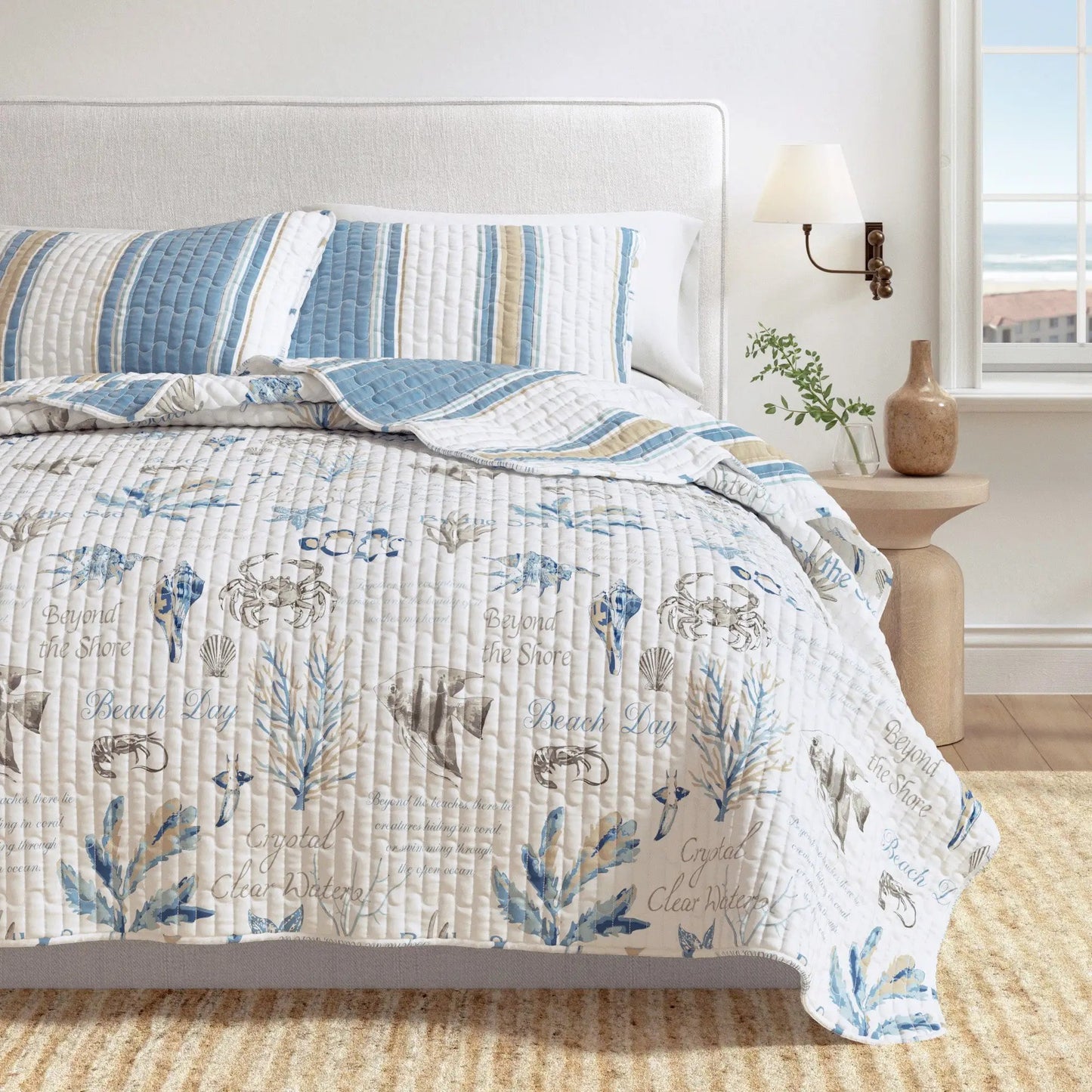 Stripe & Ocean Story Coastal Quilt Set - New Castle Collection from PriceLows™