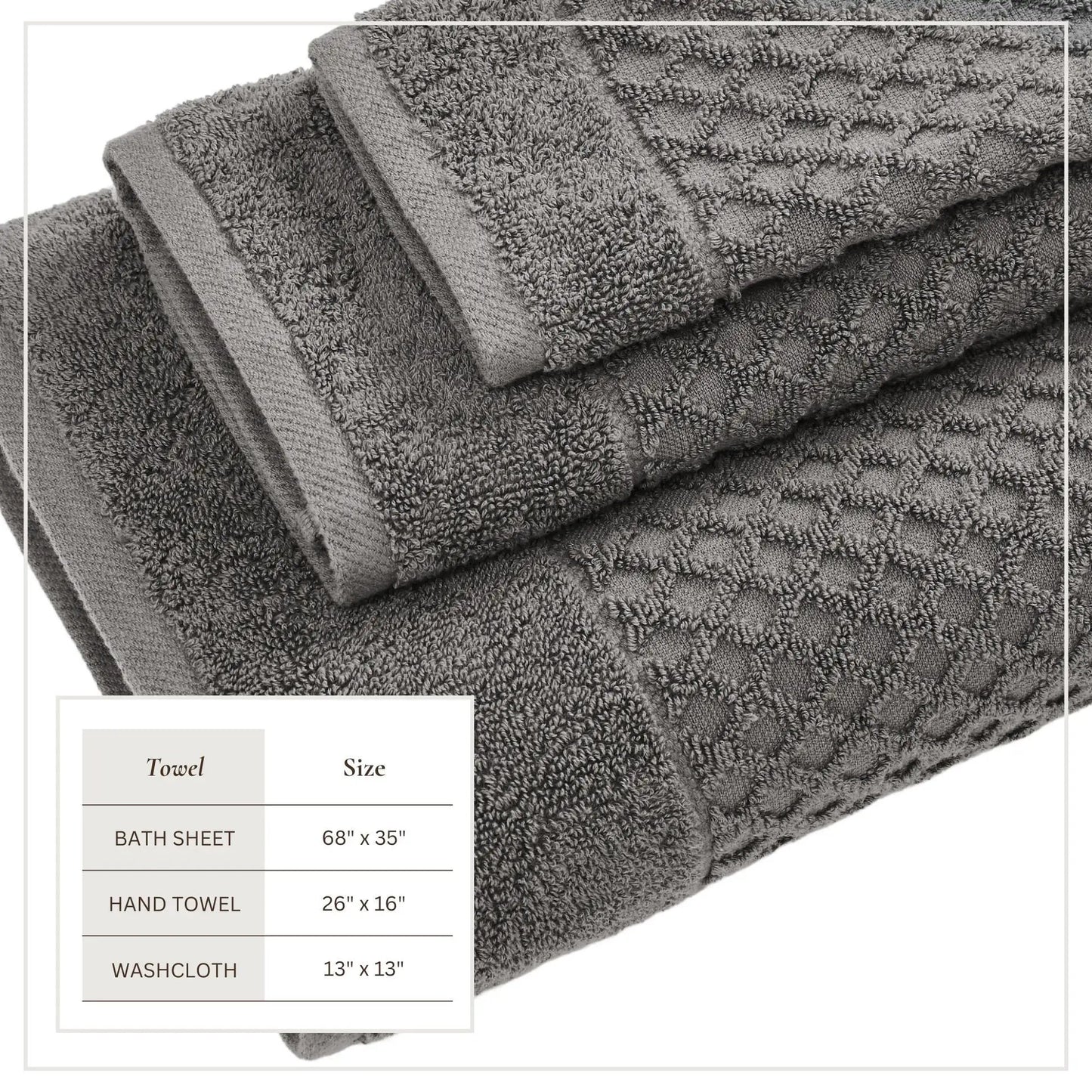 Cotton Diamond Waffle Weave Bath Towel Set - Grayson Collection from PriceLows™