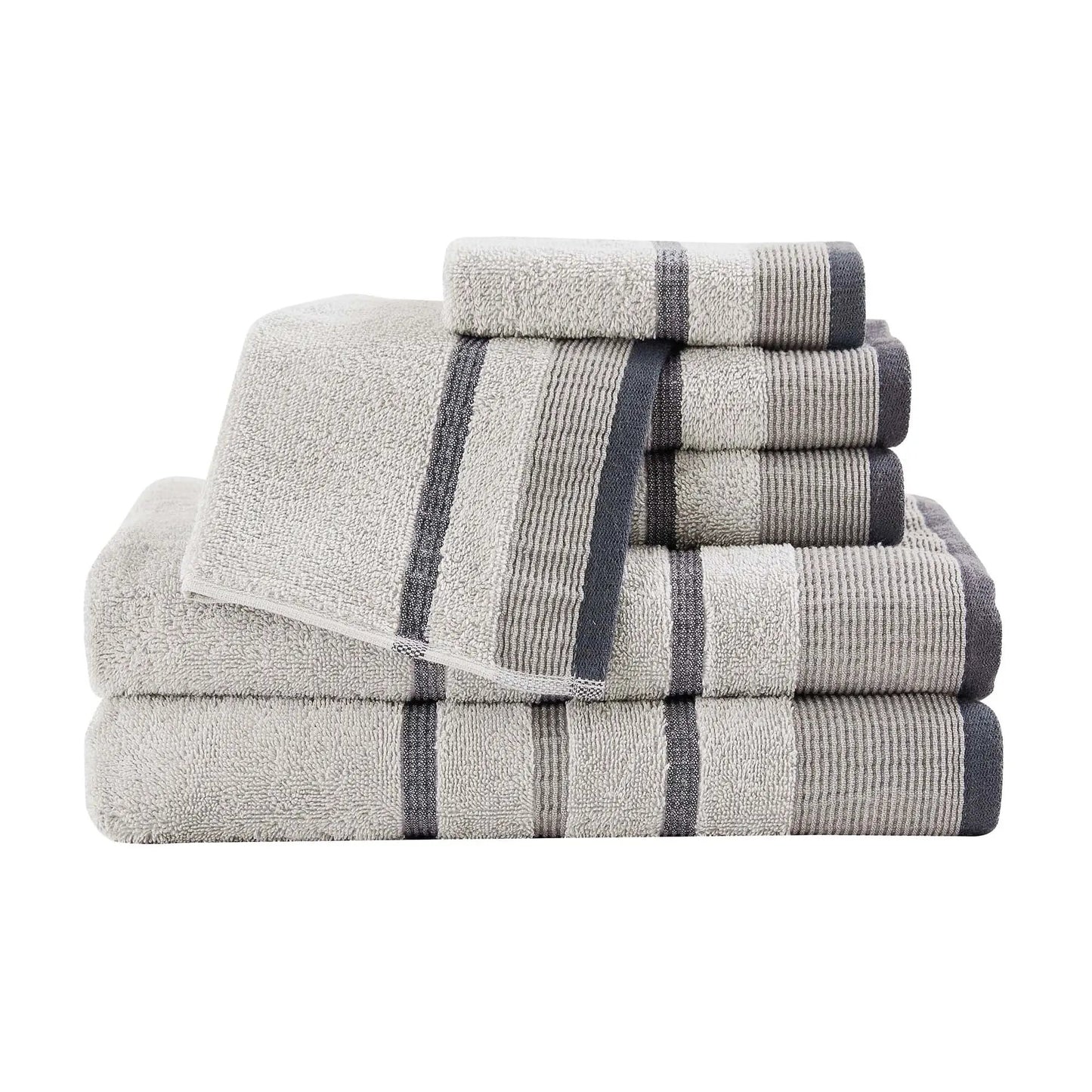 Decorative Cotton Stripe Bath Towel Set - Noelle Collection from PriceLows™