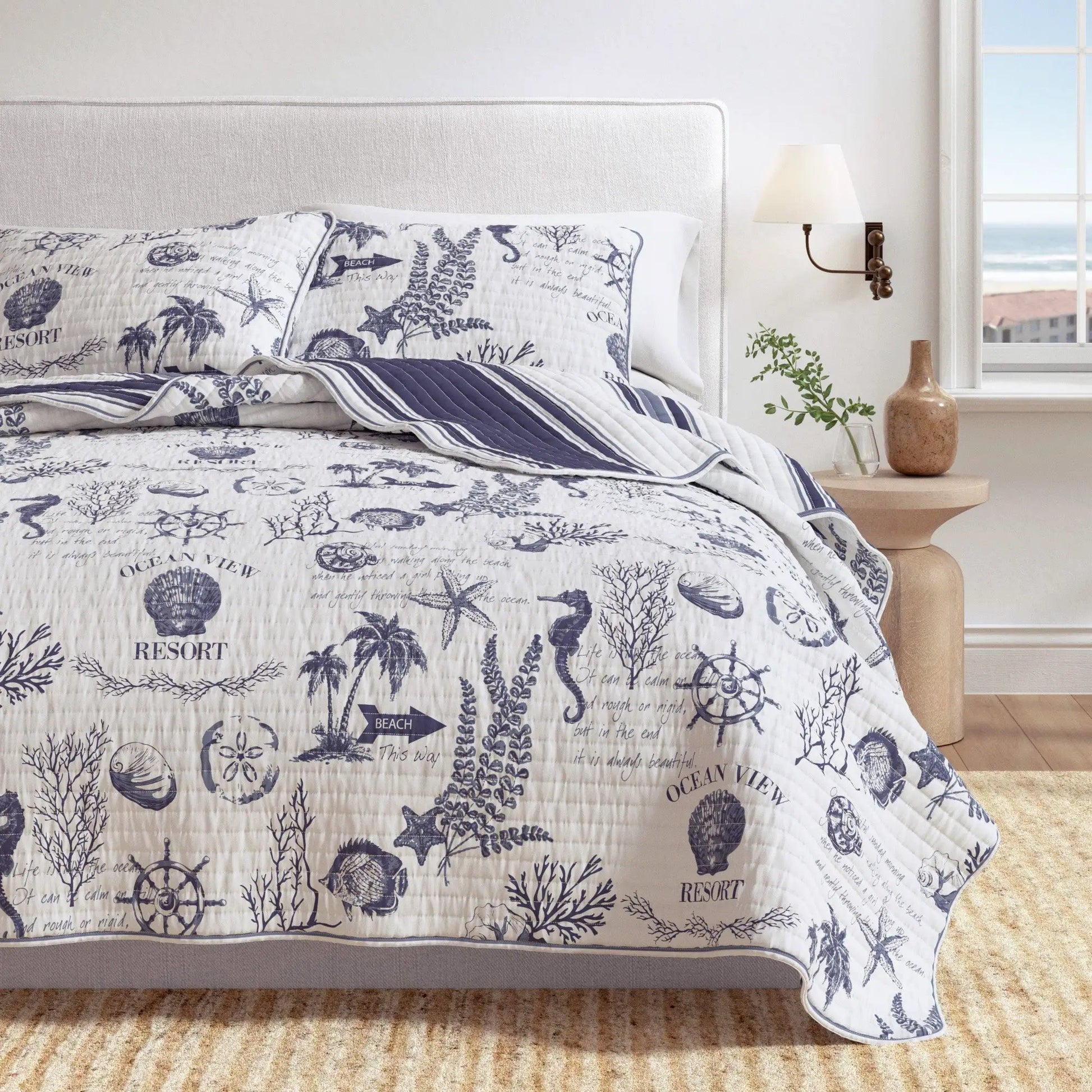 Coastal Printed Cotton Quilt Set - Calypso Collection from PriceLows™