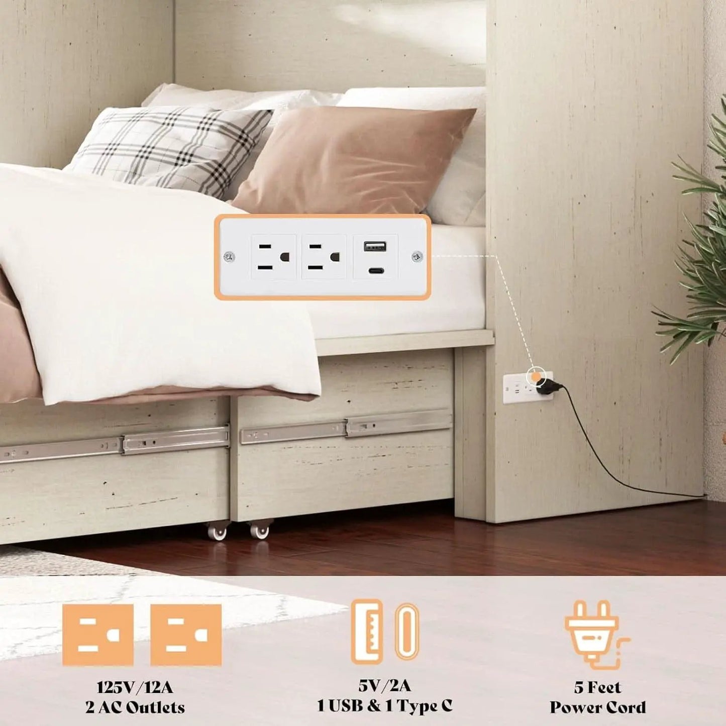 Queen Murphy Bed With Storage And Charging Station from PriceLows™
