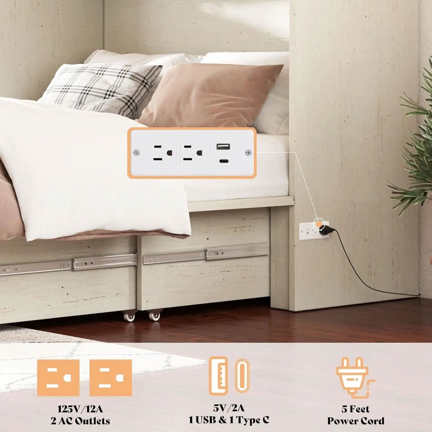 Queen Murphy Bed With Storage And Charging Station from PriceLows™