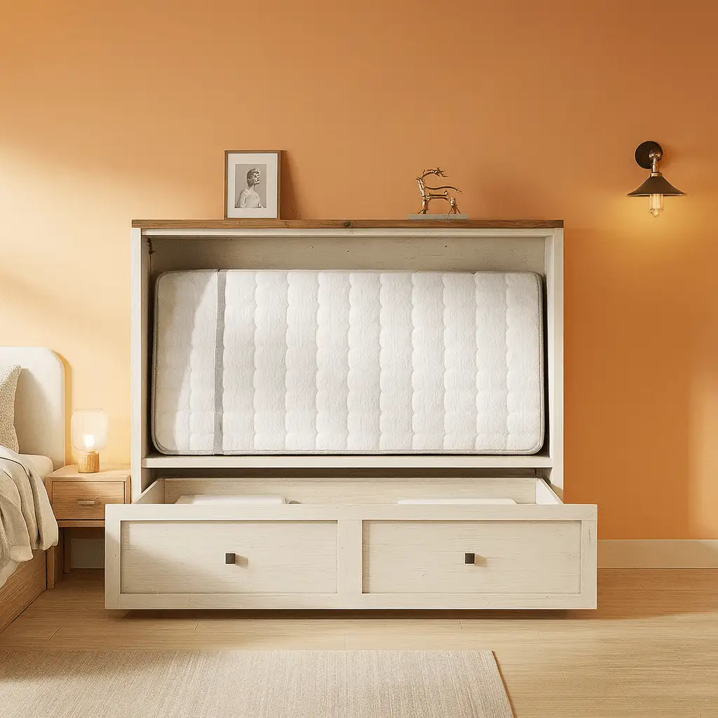 Queen Murphy Bed With Storage And Charging Station from PriceLows™