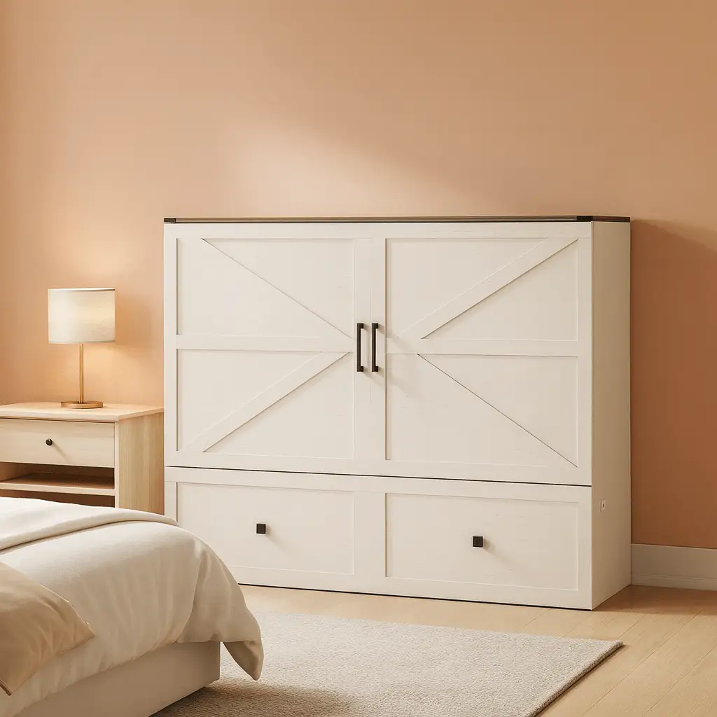 Queen Murphy Bed With Storage And Charging Station from PriceLows™
