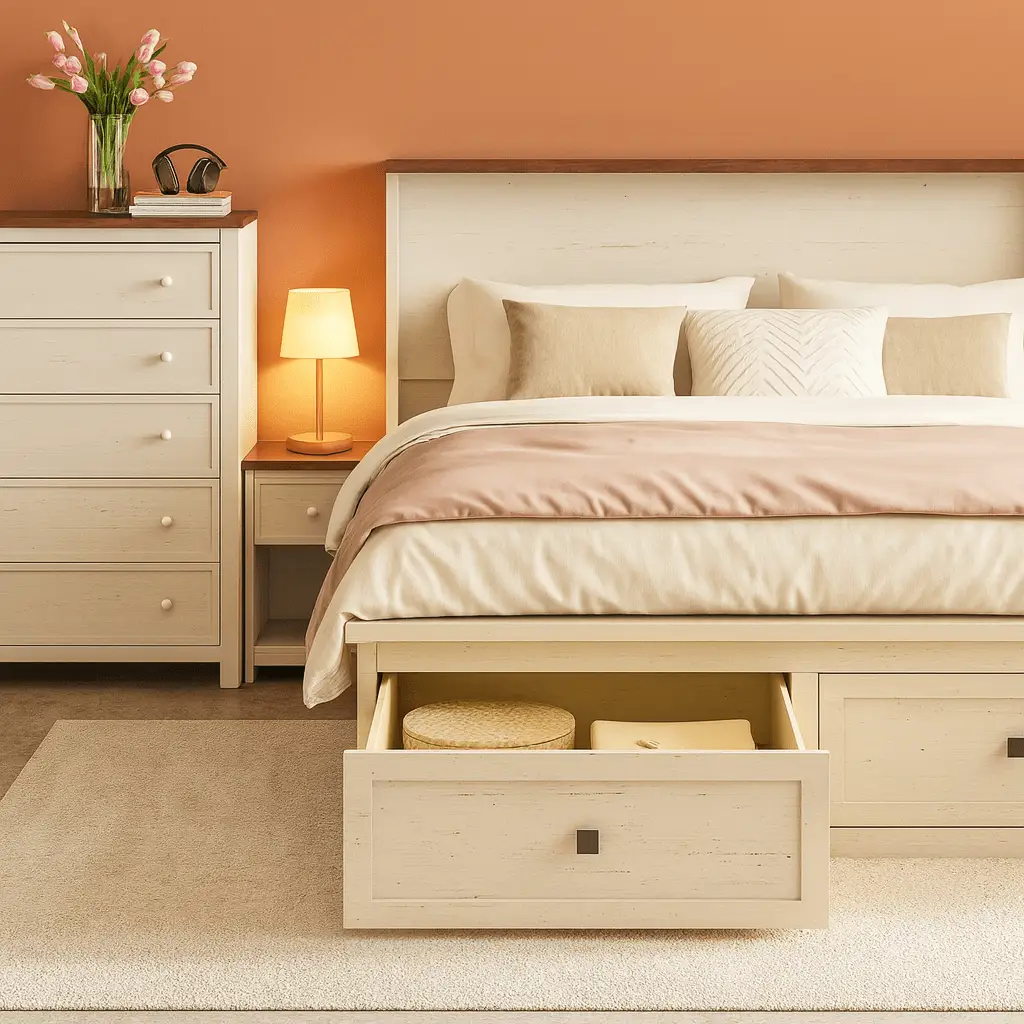 Queen Murphy Bed With Storage And Charging Station from PriceLows™
