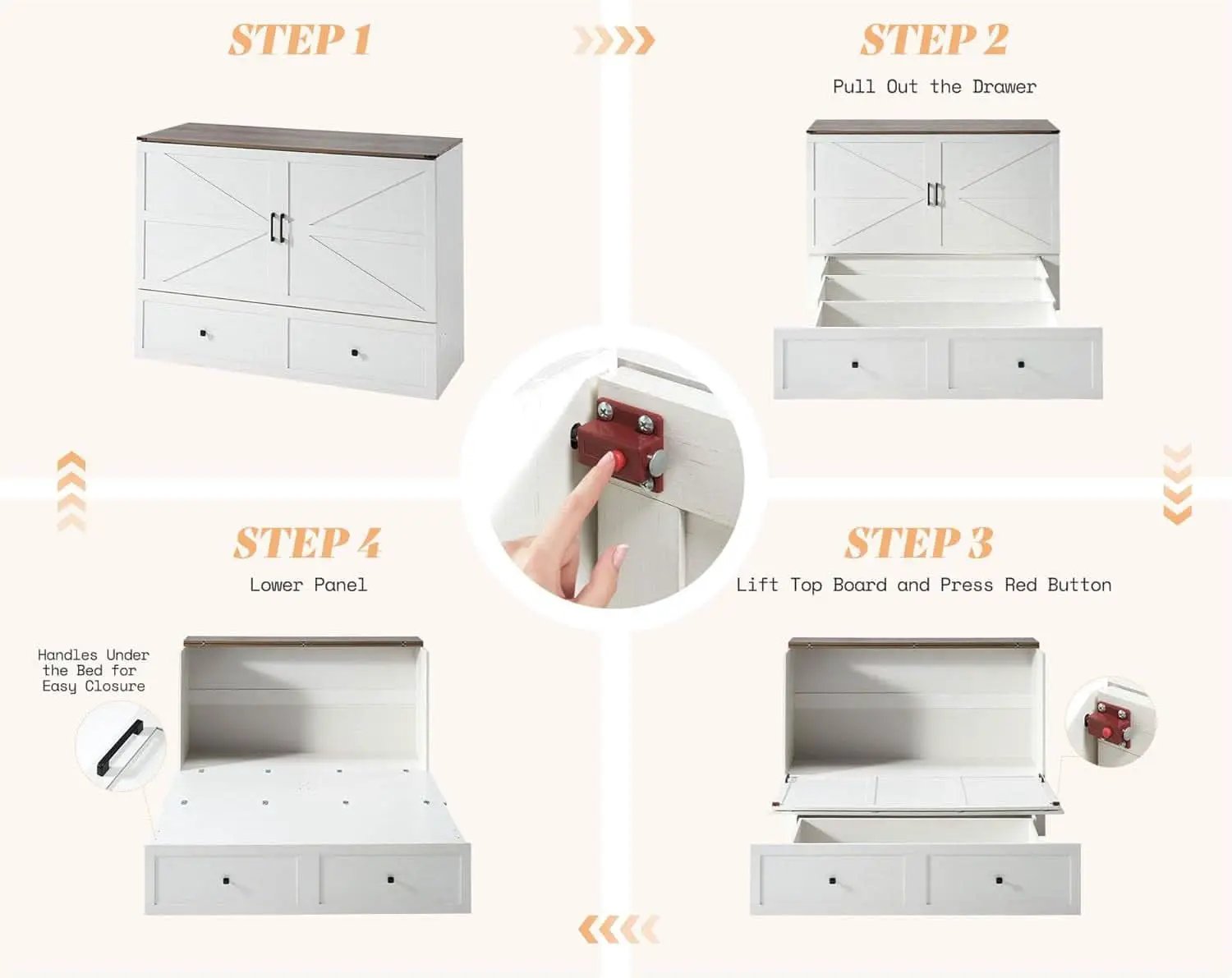 Queen Murphy Bed With Storage And Charging Station from PriceLows™